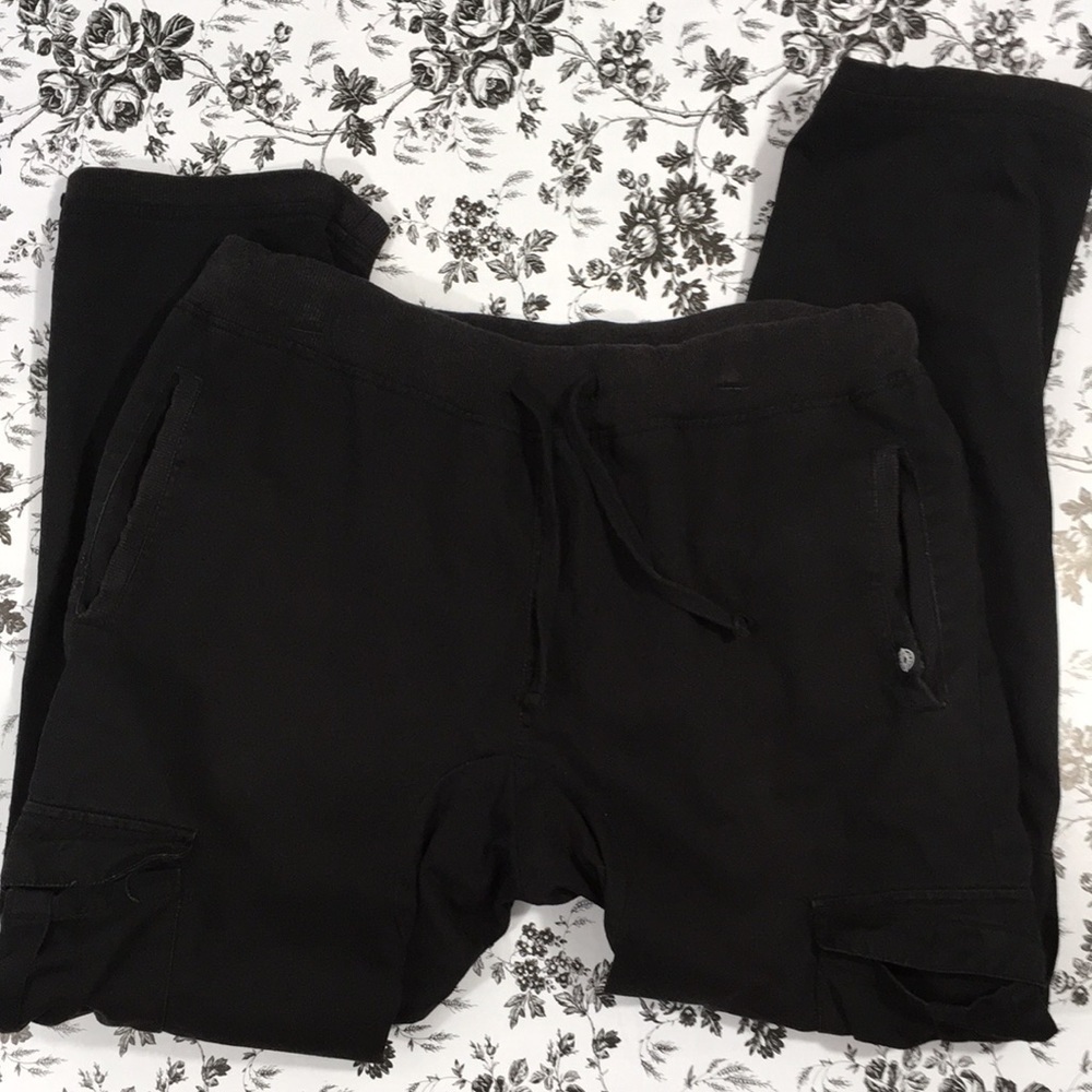 Akademiks Black Drawstring Cargo Jogger Pants Men's Size Large